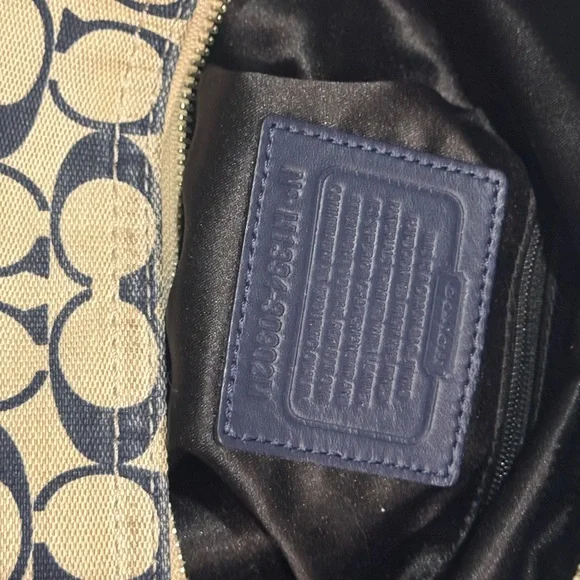 Coach Canvas Shoulder Bag in Navy and Beige - Picture 9 of 10